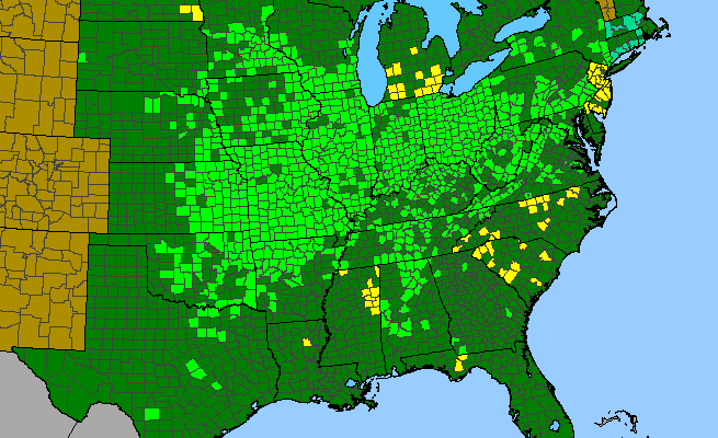 The range of Euonymus atropurpureus